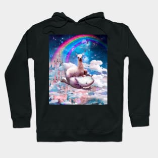 Space Llama Riding Axolotl - Rainbow Hoodie